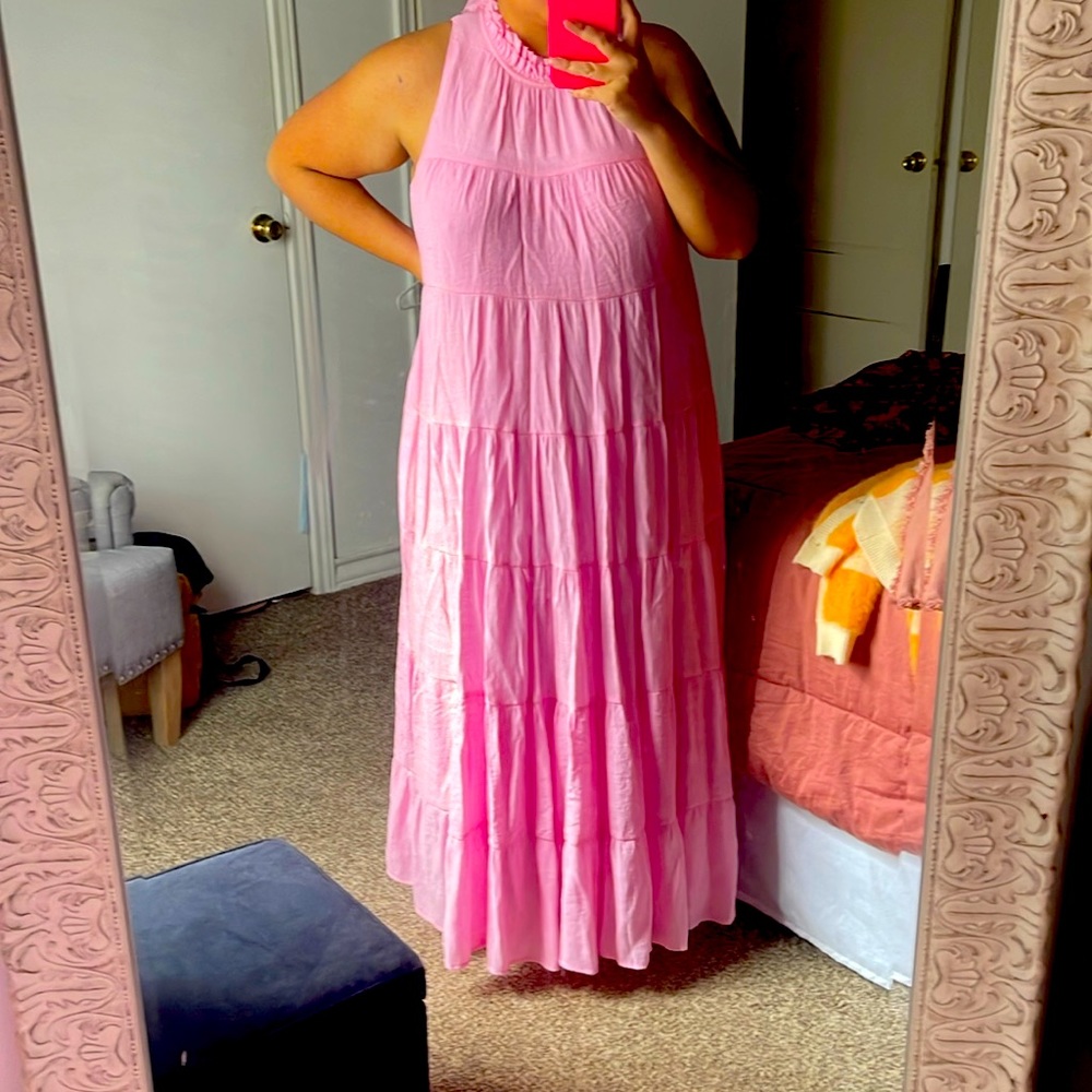 Boutique Long Pink High Neck Maxi Entro XL